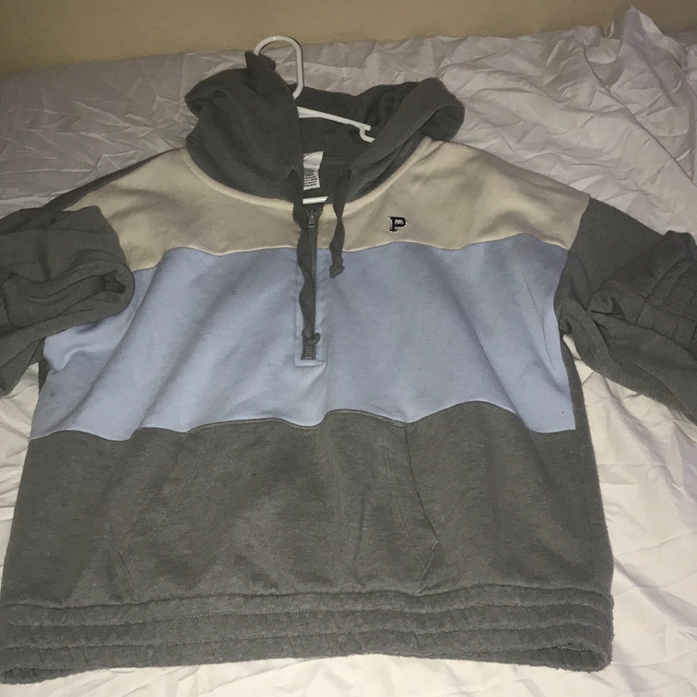 Gray White Blue Victoria Secret Love Pink Hoodie